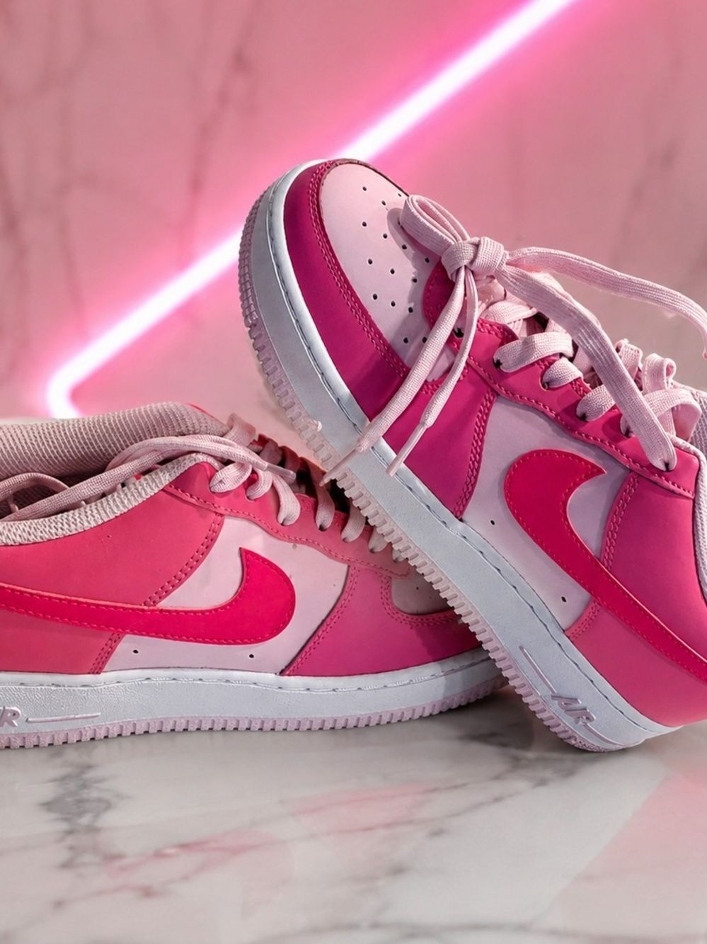 Nike Air Force 1 6.5Y/8W  in the "PinksNike Pink Two-Tone Low-Top Sneakers